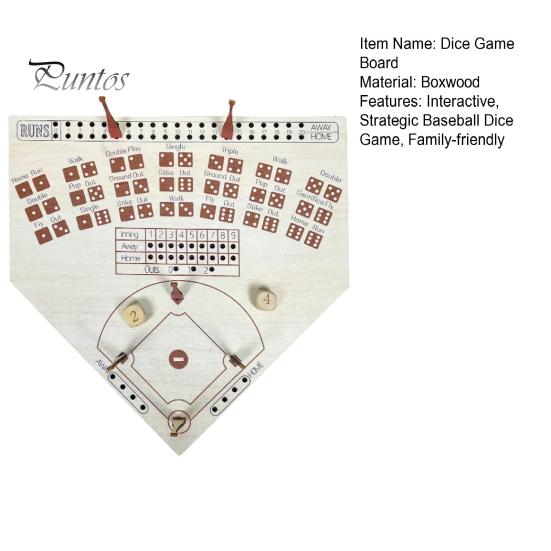 1 Set Baseball-Würfelspielbrett, hölzernes Desktop-Baseball-Spielbrett mit Würfeln, Baseball-Würfelspielset für Home-Party-Spieleabende und Reisen