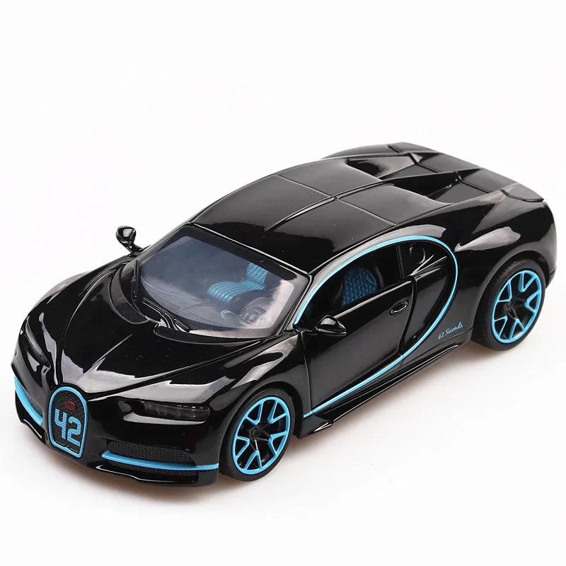 1:32 Chiron Sports Car Model Toys Alloy Diecast Supercar Pull Back Doors Opened Sound Light Racing Vehicle Models for Kids Gifts