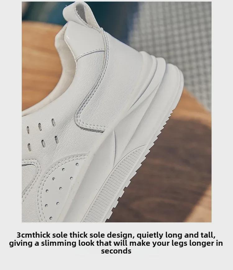 2025 Women's Flat White Leather Lace-Up Casual Sneakers: Comfortable & Simple for Spring