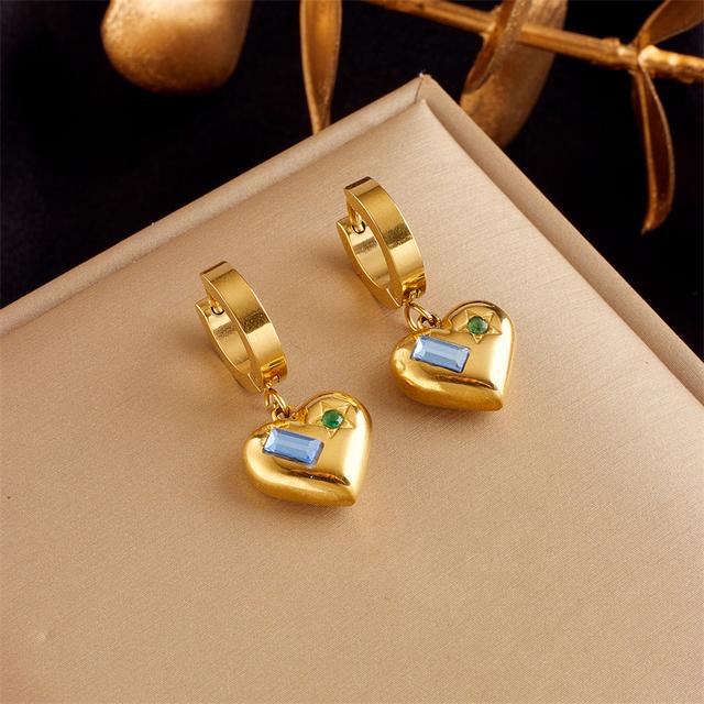 Stainless Steel Gold Color Heart Hoop Earrings For Women Geometric Romantic 2024 Trend New Gift Party Fashion Jewelry