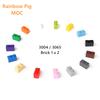 Rainbow Pig MOC Particles 3004 3065 93792 Brick 1 x 2 Building Blocks Parts DIY Compatible Bulk Model Educational Tech Toys