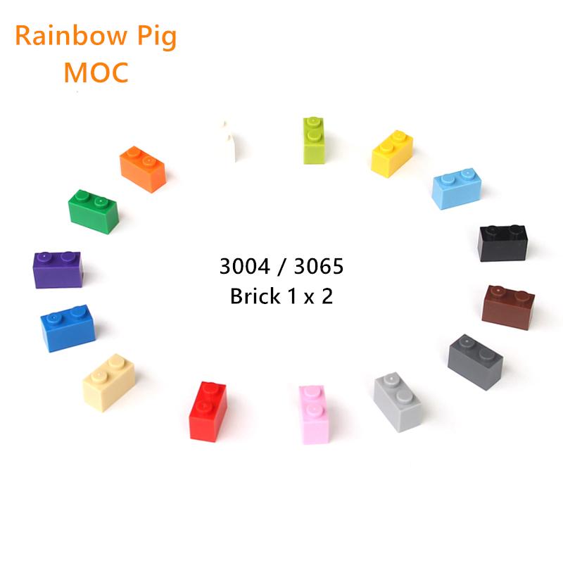 Rainbow Pig MOC Particles 3004 3065 93792 Brick 1 x 2 Building Blocks Parts DIY Compatible Bulk Model Educational Tech Toys