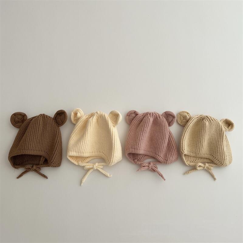 Children's knitted hat super cute small ears warm ear protection hat autumn and winter boys and girls baby versatile wool hat