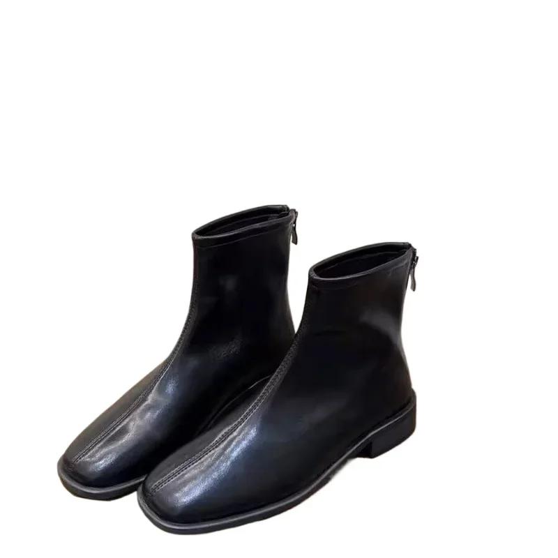 Square Heel Solid Women's Boots Zip Office and Career 2024 High Quality Women's Shoes Ankle Fashion Back Hot Sale Women's Boots