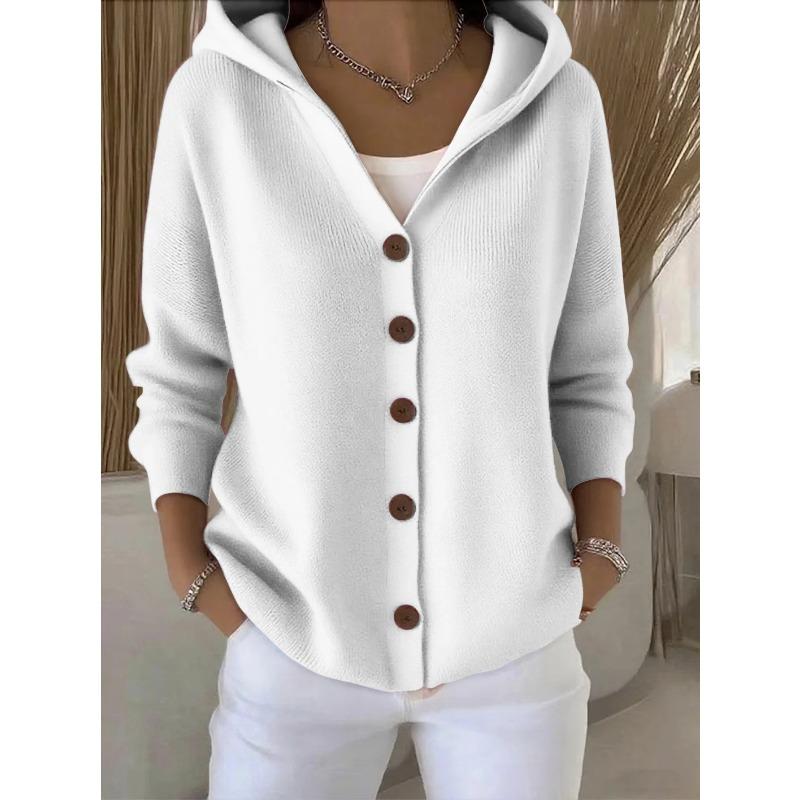 VEZFAA Damska moda swobodna jesień zima jednolity kolor nadruk długi rękaw bluzy z kapturem