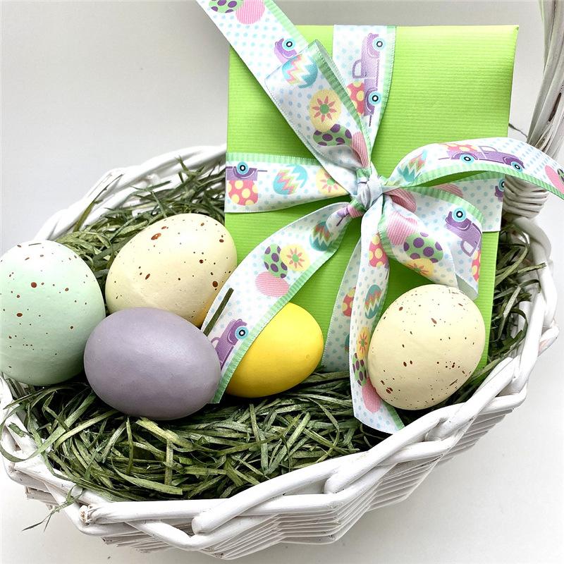 Nueva cinta con estampado de huevo de Pascua para envolver regalos, correa a cuadros, cinta decorativa con diseño de conejo y rábano