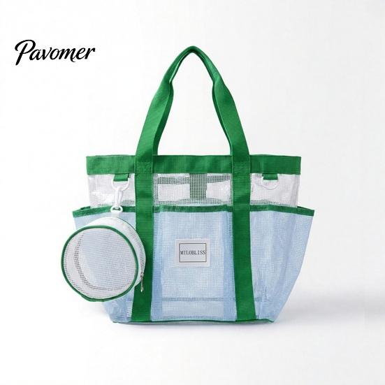 Large Beach Bag Mesh Tote Bag, Family for Toys Women Pouch & Vacation Essentials, Quick Drying Sand-proof Waterproof Storage Travel