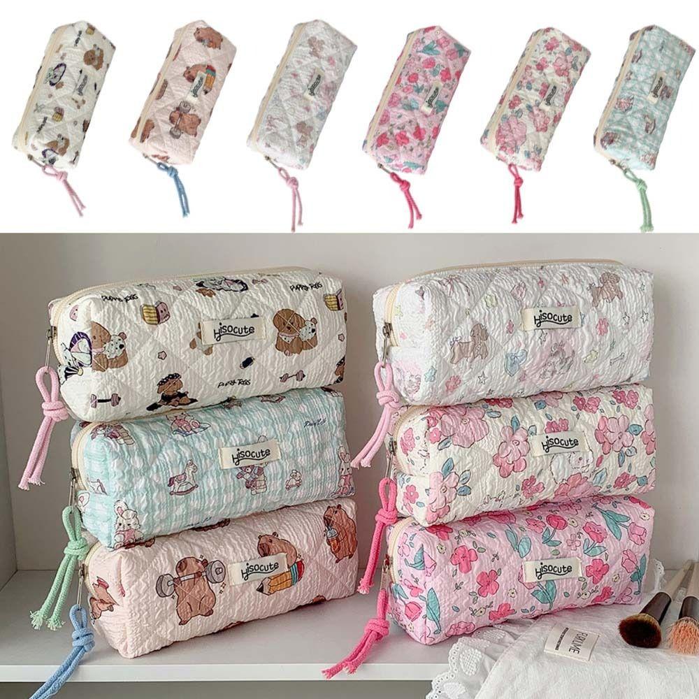 Stoff Koreanischer Stil Federmäppchen Capybara Hund Blumenmuster Federtasche Schüler