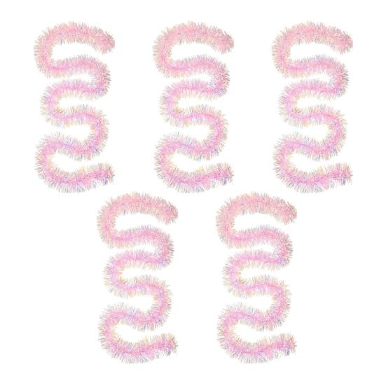 1/2/3/4/5Pcs Christmas Wire Garland Strip Ribbon Pink Theme Shiny Wire Garland Decorative Wire Ribbon Festive Decoration