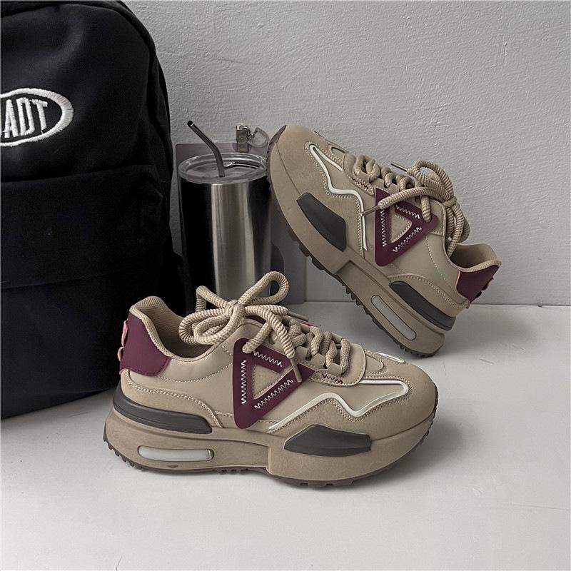 2024 Vintage Platform Sneakers Women Autumn Fashion Patchwork Sports Shoes All-match 2024 Anti Slip Daily Wear Ladies Footwear