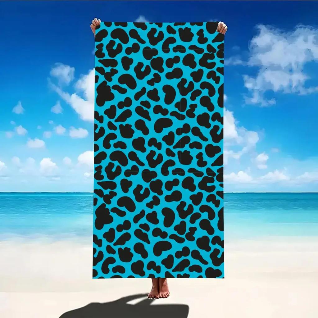 Strandtuch Schwarzes Leopardenmuster Sonnenschutz Winddicht Geeignet für Strand Pool Camping Reisen Stranddecke