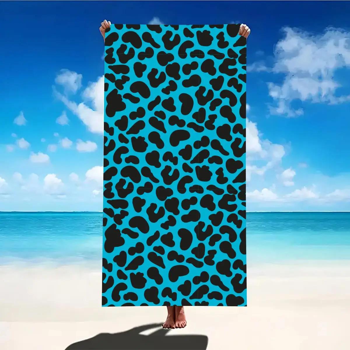 

Beach Towel Black Leopard Pattern Sun Protection Windproof Suitable for Beach Pool Camping Travel Beach Blanket W30*H60(CM)