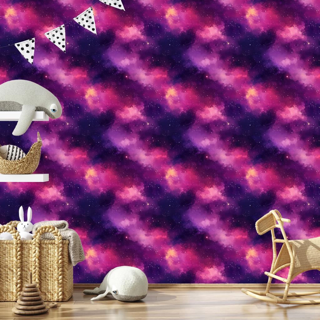 Watercolor Galaxy Purple and Indigo Wallpaper for Living Room and Bedroom 50x1000
