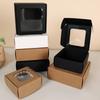 10pcs Kraft Paper Gift Box with Window Cookies Candy Packaging Box  Wedding Birthday Party Supplies