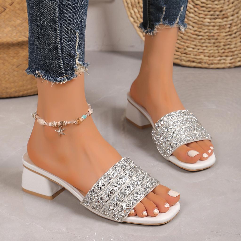 Women's Wide Width Stiletto Heels, Sexy Open-Toe Mule Sandals, Fashion Wholesale High Heels for Women