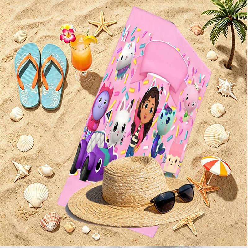 Gabby's Puppenhaus Strandtuch mit Aufdruck, Vielseitiges Leichtes Saugfähiges Strandtuch für Pool, Surfen, Yoga, Badezimmer, Perfektes Geburtstags- oder Urlaubsgeschenk