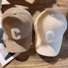 C shaped Baseball Hat for Women Corduroy Korean Style Trend Ins Style Versatile Thickened Autumn Student Bend Brim Baseball Hat for Men