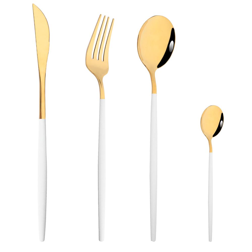 Drmfiy Pink Silver Stainless Steel Dinnerware Set Fork Knife Soup Ice Spoon Cutlery Set Western Flatware Kitchen Silverware Set