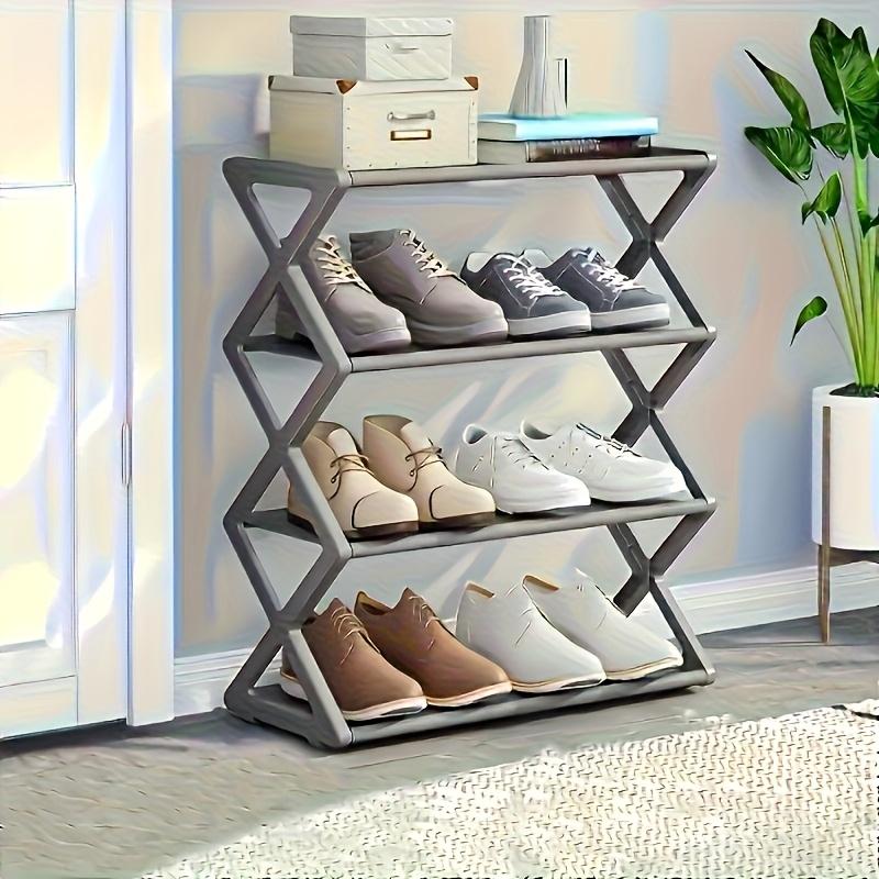 

4-Tier Creative X-type Dustproof Shoe Rack, Steel Tube Shoe Rack, Simple Assembly Shoe Rack серый