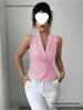 Striped Sleeveless Tie-Waist Slimming Vest for Women