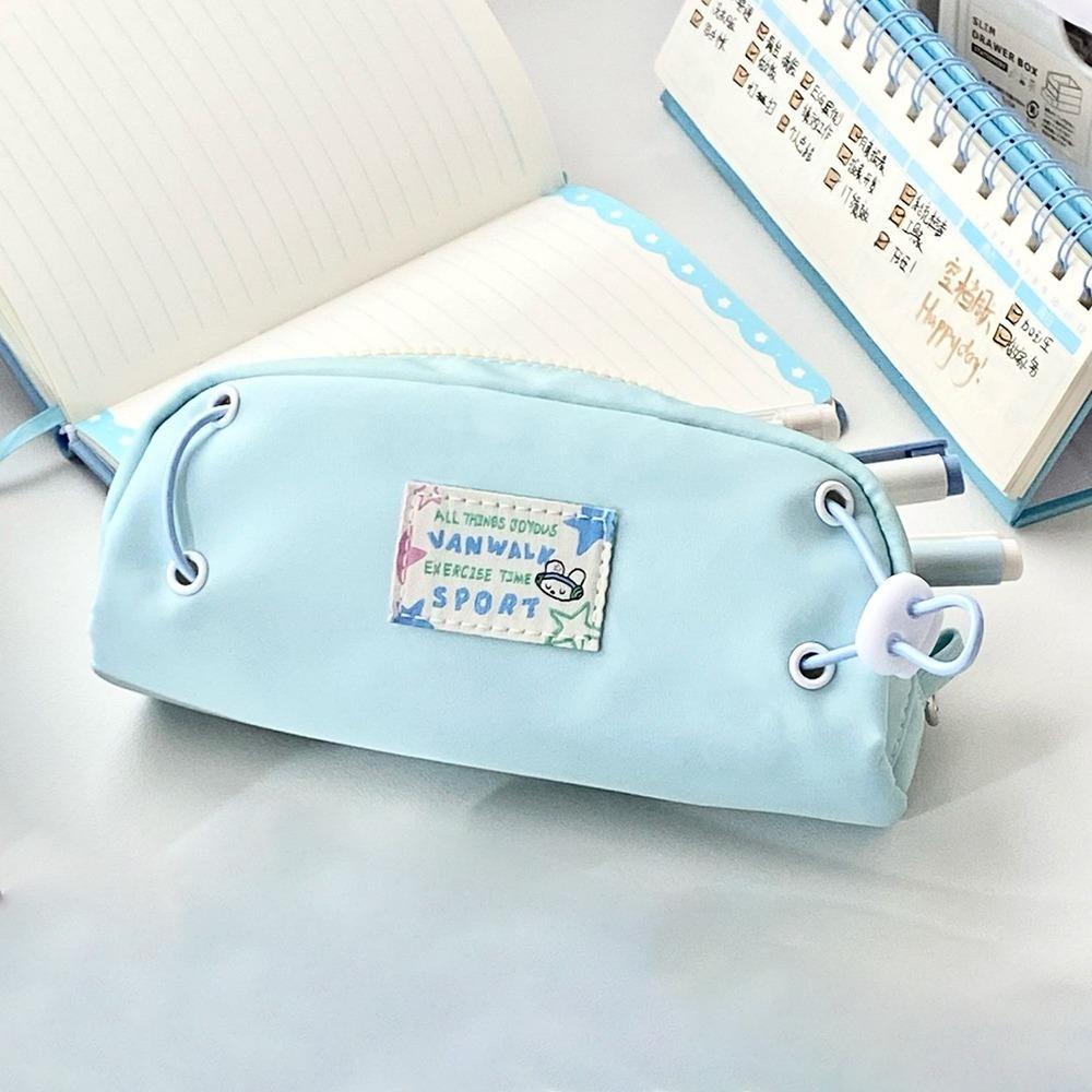

Canvas Pen Bag Cartoon Stationery Storage Bag Creative Pencil Case Student Supplies синий