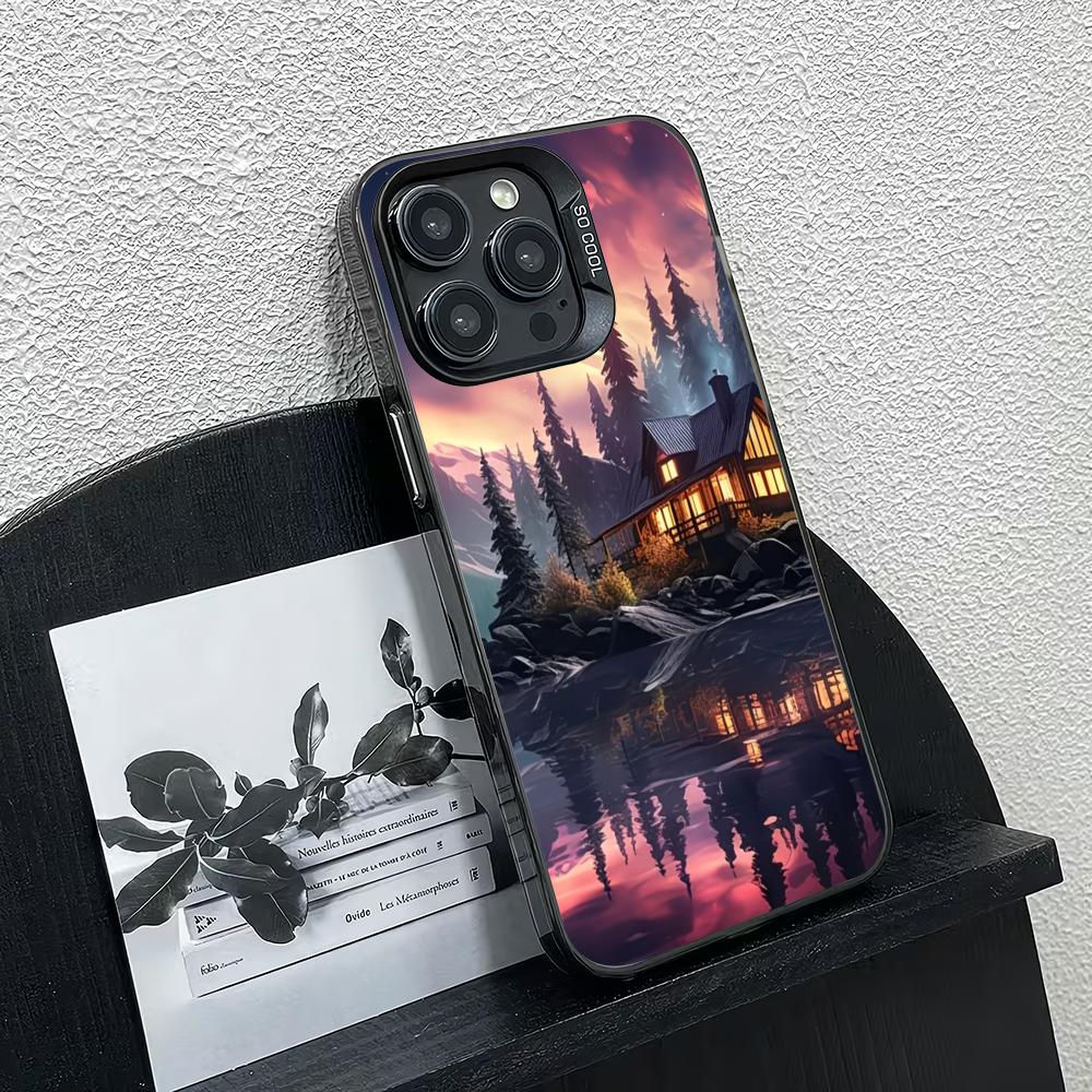 Landscape house pattern phone case suitable for iPhone 17 16 15 14 13 12 11 Pro/Max/Plus anti drop and shockproof back cover
