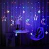 Outdoor Solar LED Star and Moon String Lights - Decorative Holiday Fairy Curtain Lights
