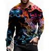 Spring and Autumn Round Neck 3D Abstract Art Printed Top Fashionable Casual Long Sleeved Men's T-shirts