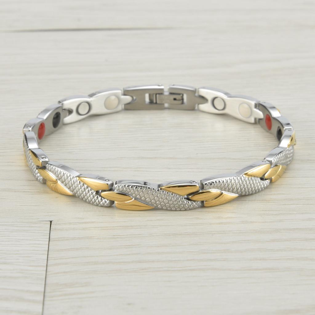 Personalized and Creative Snake Pattern Gold Bracelet Men's Stainless Steel Magnet Energy Bracelet