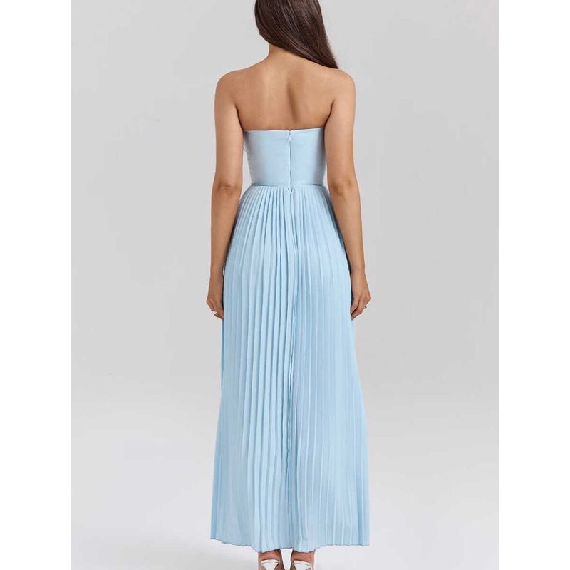 House Same Style Ocean Beauty French Style Shell Shape Strapless Dress Sexy Elegance Pleated Long Dress Dress