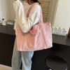 Solid Color Corduroy Bag Women's Large Capacity Shoulder Crossbody Bag Commuter Tote Bag