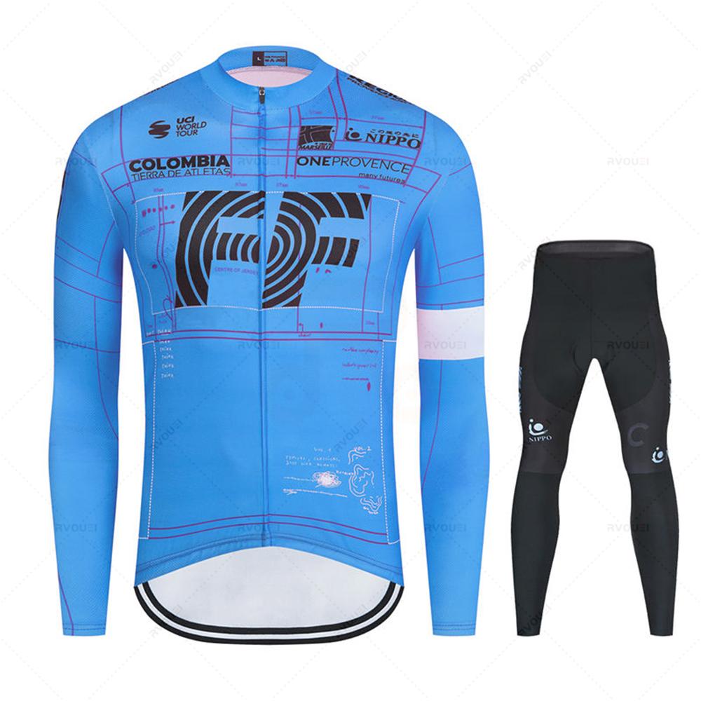 Cycling Jersey Set for Men, Bib Pants, Long Sleeve, Bicycle Clothing, MTB Bike Jersey, Uniform, Spring, Autumn, New