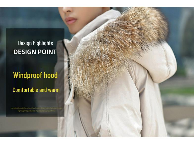 2025 Men's Mid-Length Down Jacket with Fur Collar, Thickened for Warmth, Below Knee Length, Multi-Pocket Winter Coat