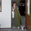 New ArriVals Open Run Women Kitch Mood V Neck Waist Strap Layered Long Dress