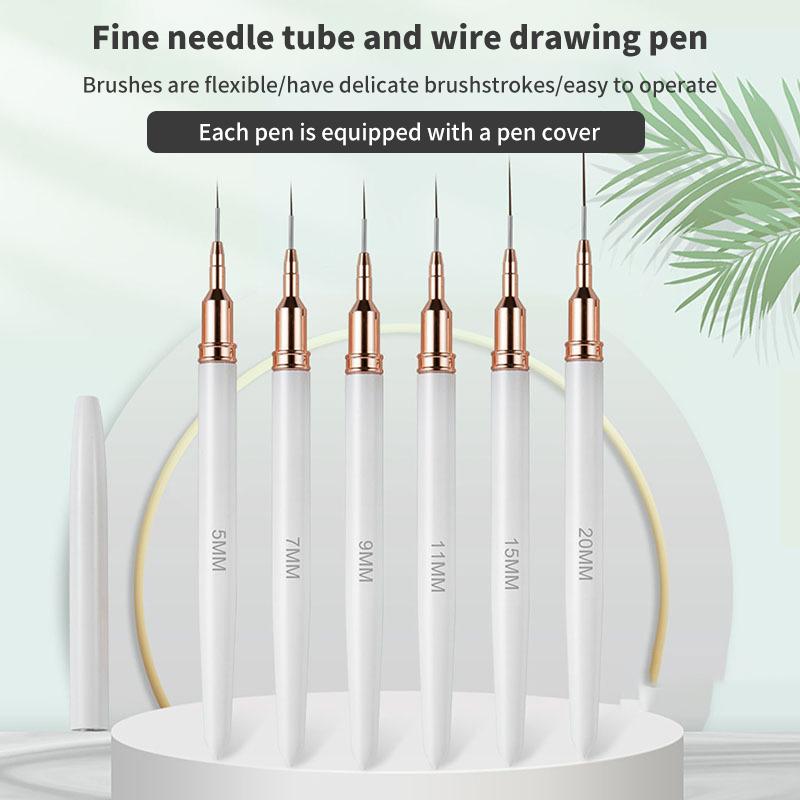 1Pcs Nail Art Liner Brushes Elongated Lines Striping Drawing Uv Gel Painting Nail Design Pen Professional Manicure Tool