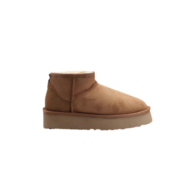 Integrated with snow boots and women's fur, winter new lazy cotton shoes, warm and fleece non-slip short boots