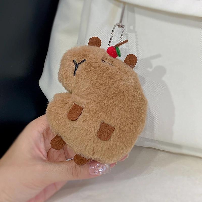 1-10PCS Squeaky Capybara Plush Keychain Cute Animal Toy Capybara Creative Bag Charm Keyring for Backpacks and Purses