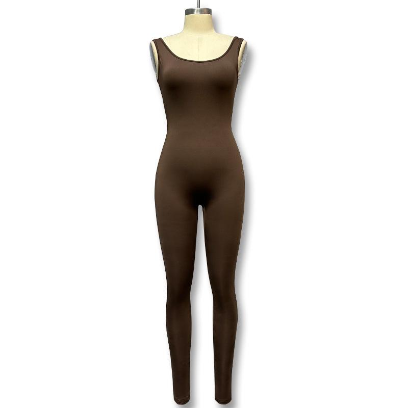 Autumn new European and American style fitness sports vest tight and thin jumpsuit yoga clothes