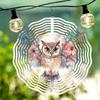 Metal Owl Wind Spinner Garden Decor 3D Colorful Floral Design Outdoor Indoor Hanging Ornament for Patio Yard Home Unique Gift Idea
