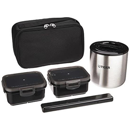 Tiger thermos insulated lunch box stainless steel jar rice bowl approximately 2.3 servings pouch black LWY-E461-K
