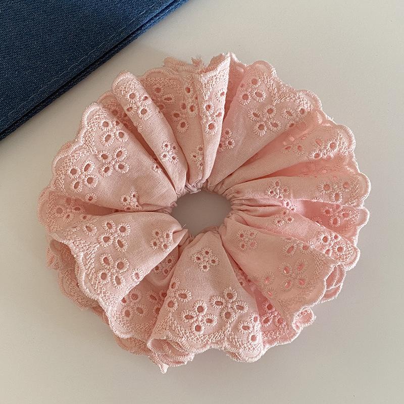 18cm Korean Candy Color Fabric Lace Scrunchie Band Sweet Oversized Rubber Bands Ponytail Tie Headbands Women Hair Accessory