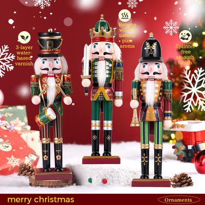 3pcs 30cm Christmas Decorations Nutcracker Soldier, Wooden Nutcracker Figures,Christmas Tree Party Decoration For Home/Hotel
