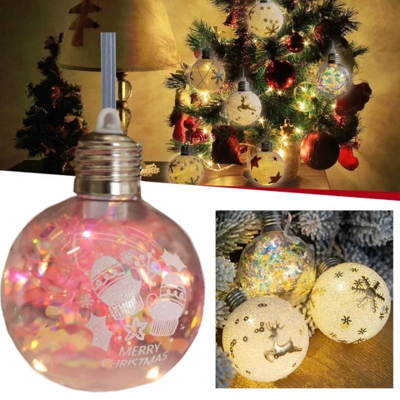 Christmas Glowing Ball Light Ornaments Led Lightup Balls Pendant For Xmas Tree Hanging Decorations New Year Navidad Decor Gifts