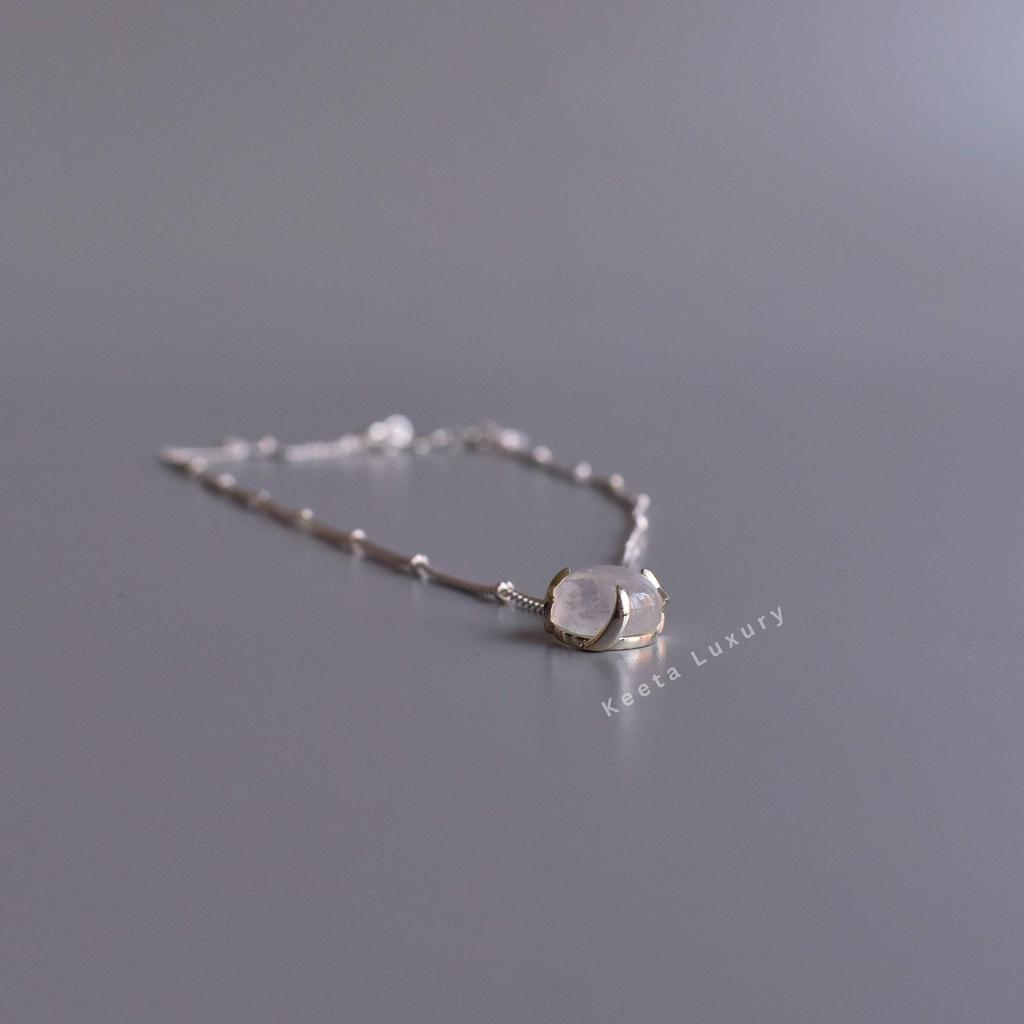 Natural Moonstone cosmic necklace Star & Moon jewelry for women Rainbow moonstone Healing crystal celestial necklace gift for her