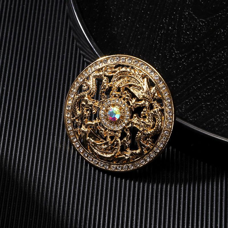 

Dragon and Phoenix Chengxiang Retro High-end Accessories Simple and Versatile Totem Dragon Men s Brooch 5*5CM
