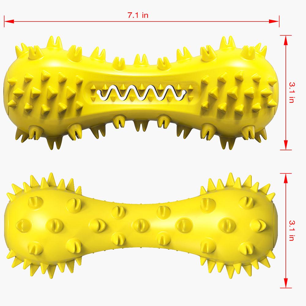 Dog Squeaky Dumbbell Chew Toy - Molar Stick Teeth Cleaning Bone Toothbrush for Puppies & Adult Dogs,