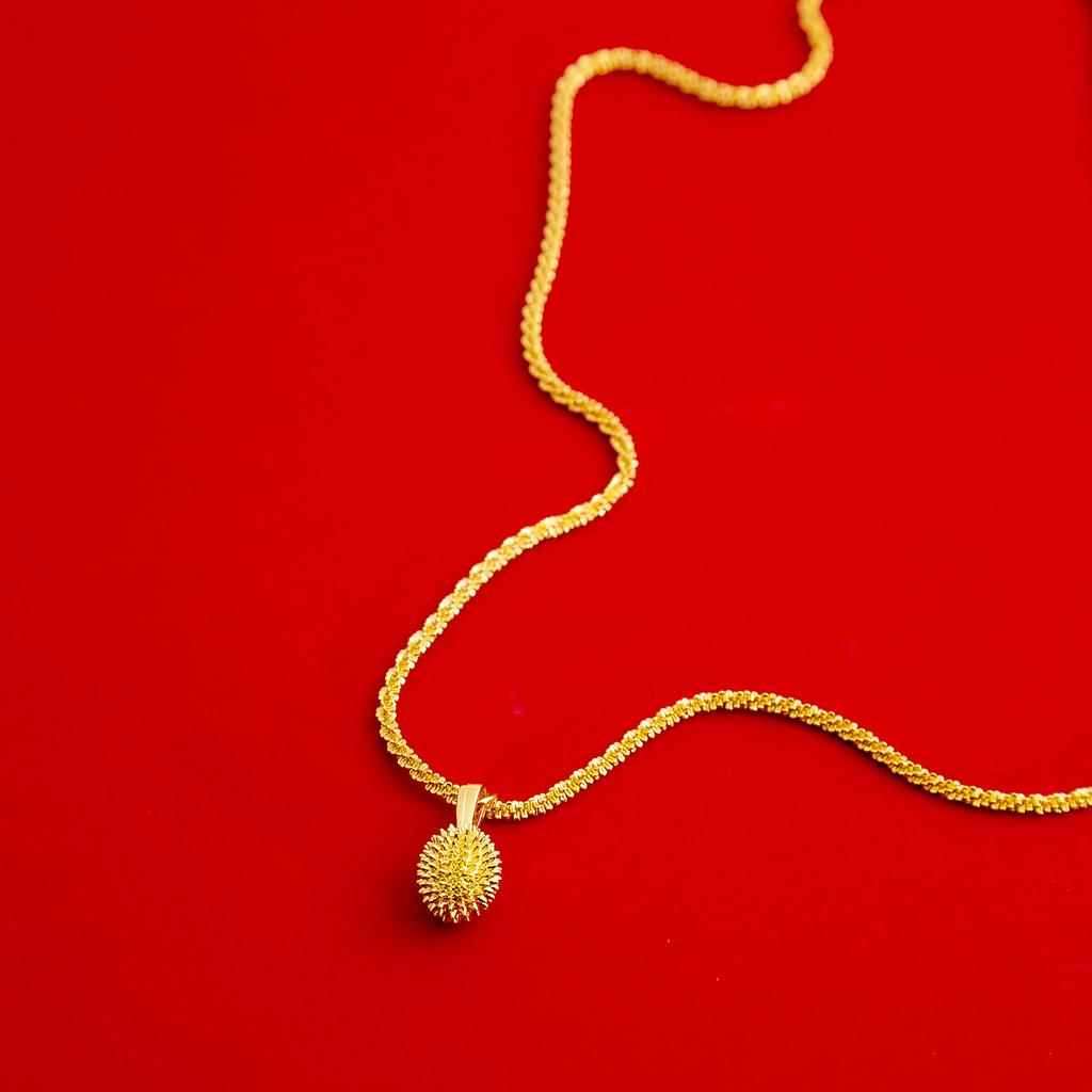 Vietnam Sand Gold Durian Pendant Necklace, Niche Fashion Geometric Oval Activity Gift Necklace Women