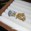 Zircon Oval Junior Leopard Open Ring Exquisite Heavy Industry Light Luxury Index Finger Ring Premium Sense Ring