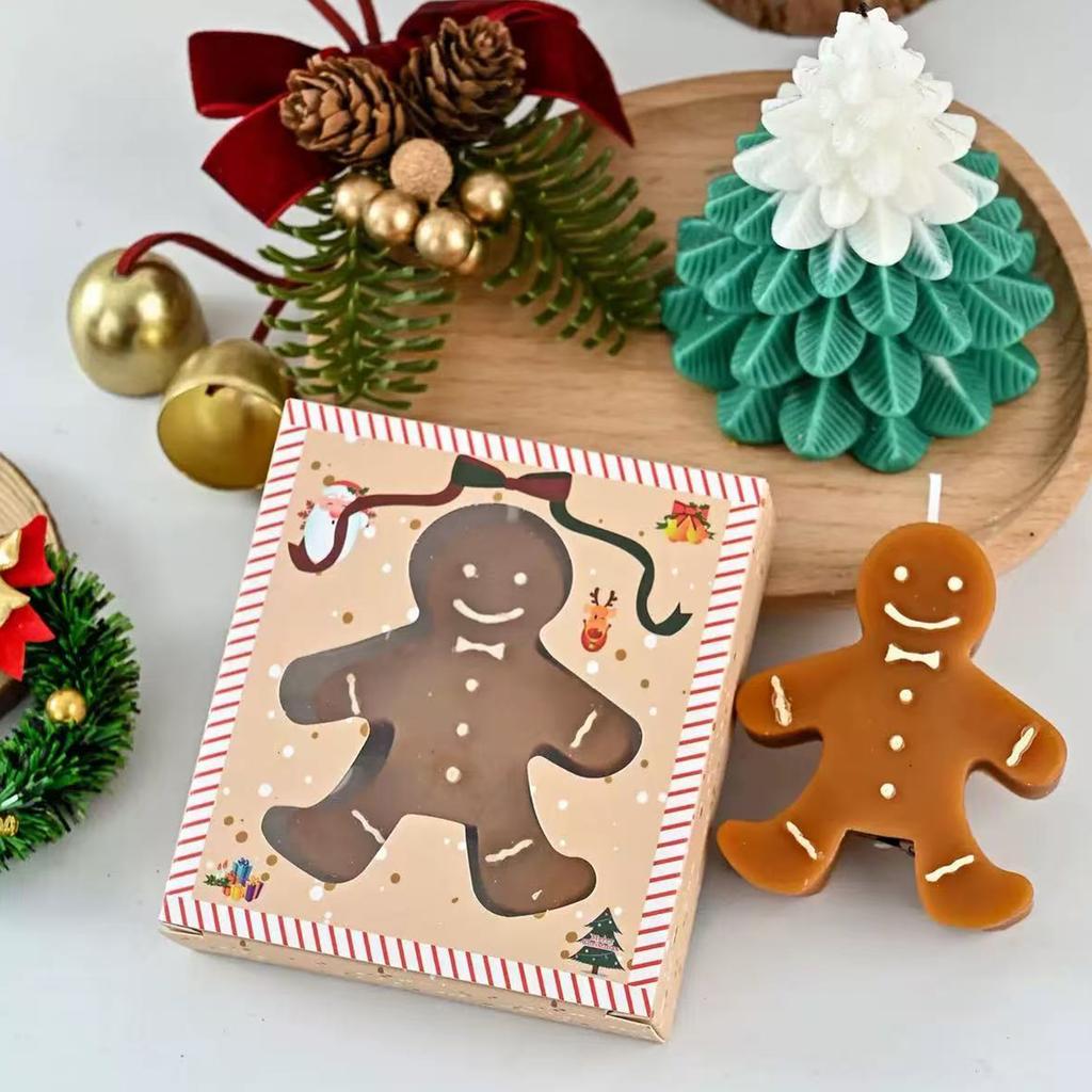 Gingerbread Man Shaped Scented Candle,  Soy Wax Christmas Decorative Candle,  for Christmas Eve Party Decoration and Gift