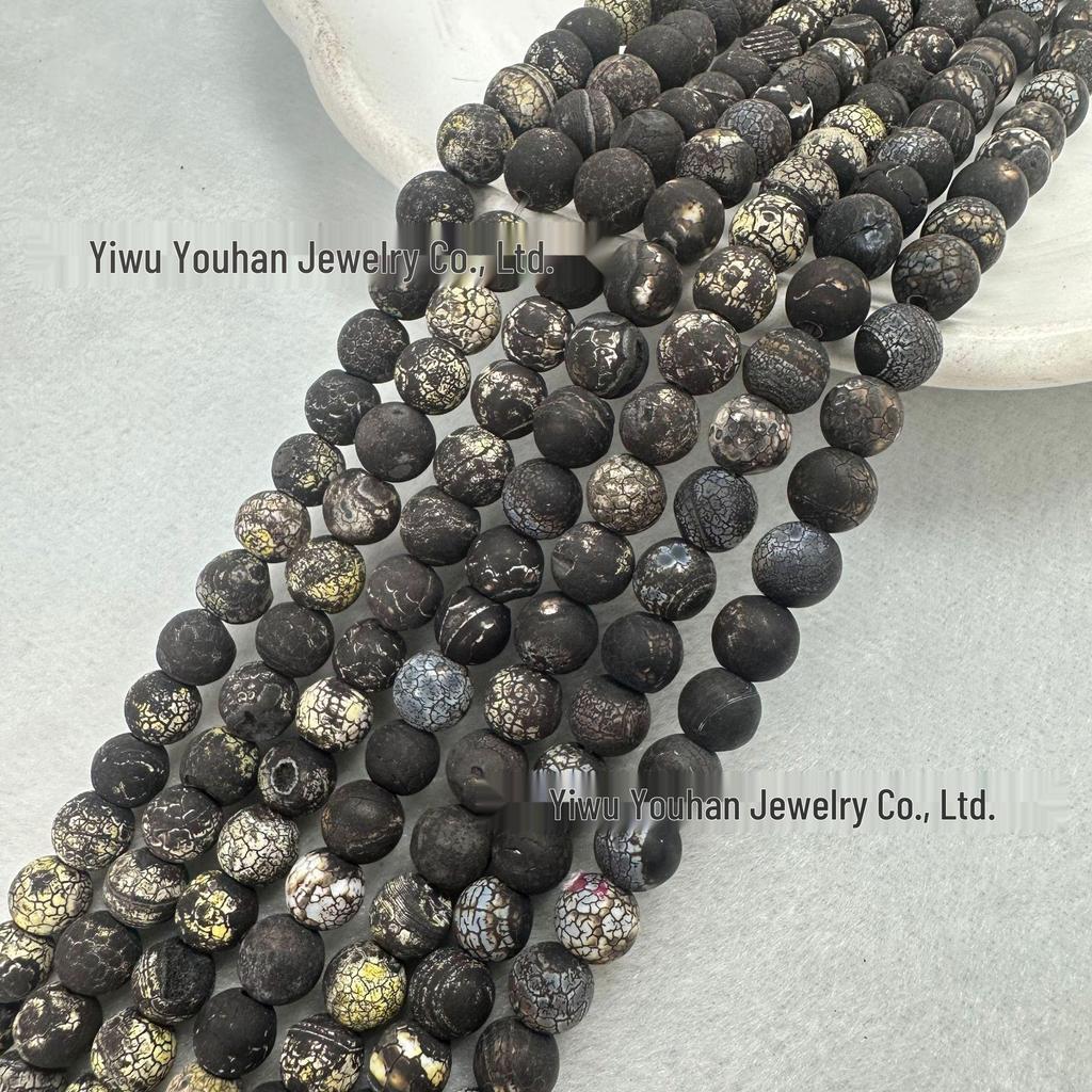 Retro Agate Round Bead String for DIY Bracelets and Necklaces
